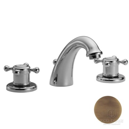 HUBER Victorian Смеситель термостатический для раковины на 3 отверстия с донным клапаном, цвет: бронза