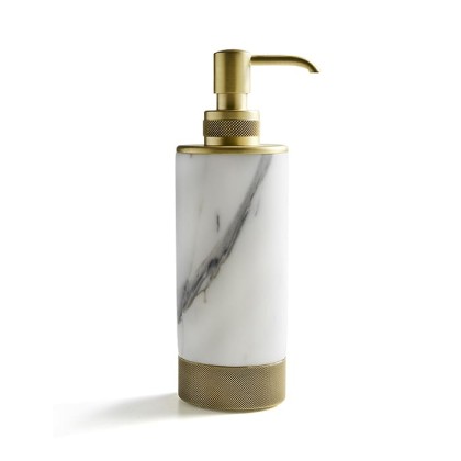 3SC Apuana 2.0 Дозатор настольный, цвет: мрамор Bianco Statuario/золото 24к. Lucido