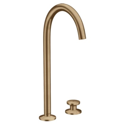 Axor One Смеситель для раковины Sel 260, на 2 отв., высокий, с донным клапаном Push-Open, цвет: шлифованная бронза