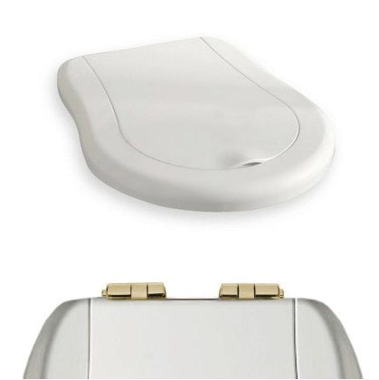 Kerasan Retro Сиденье NEW для унитаза, микролифт, цвет: белый/золото