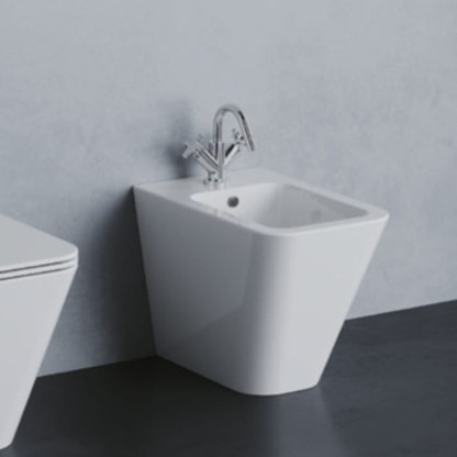 Azzurra Build Биде напольное 55х36х42 см. с 1 отв. под смеситель , с крепежами, цвет: белый