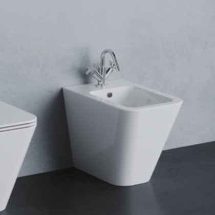 Azzurra Build Биде напольное 55х36х42 см. с 1 отв. под смеситель , с крепежами, цвет: белый