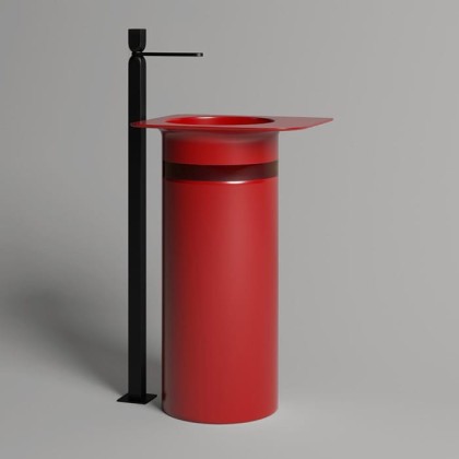 Salini Ninfea Раковина напольная 54.5х44.7х88см, без отв., донный клапан "Up&Down", сифон, материал: S-Stone, цвет: Carmine red