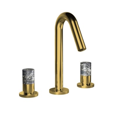 Bongio Aqua Смеситель для раковины на 3 отв, ручки черный мрамор, цвет: золото