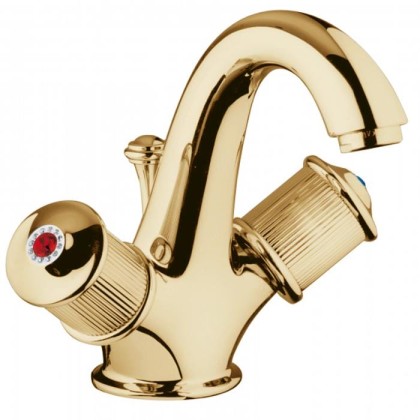Смеситель для раковины Bongio Impero, цвет: золото/blue and red swarovski
