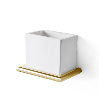 3SC Guy Стакан подвесной, композит Solid Surface, цвет: белый матовый/золото 24к. Lucido