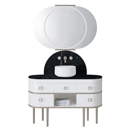 Devon&Devon Scottie Комплект напольной мебели с базой 122 см, зеркалом 110х78.6 см, цвет: NERO MARQUINHA/PURE WHITE