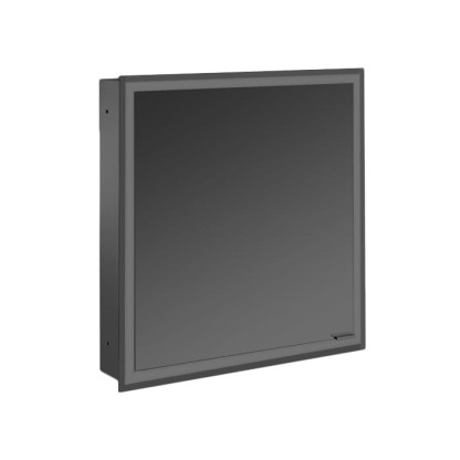 EMCO Prime Зеркальный шкаф 60x70см., с подсветкой, встраиваемый, 1 дверь, L, 2 полки, розетка, цвет: черный