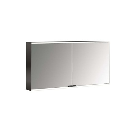 Emco Prime Зеркальный шкаф 130см., с подсветкой LED2 Facelift навесная модель, 2-дверки, IP 20, цвет черный зеркальная задняя стенка