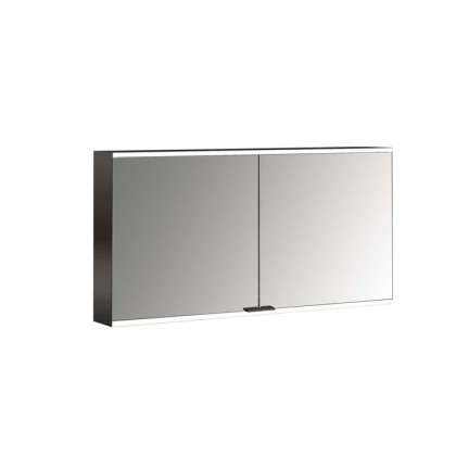 Emco Prime Зеркальный шкаф 130см., с подсветкой LED2 Facelift навесная модель, 2-дверки, IP 20, цвет черный зеркальная задняя стенка