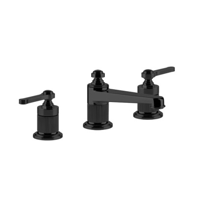 Gessi Venti20 Смеситель для раковины на 3 отверстия, высота излива 50 мм., в комплекте с донным клапаном, цвет: черный матовый