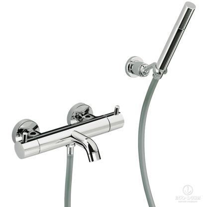 CISAL Less New Смеситель термостатический настенный для ванны/душа с ручной лейкой,держателем и шлангом, цвет: хром