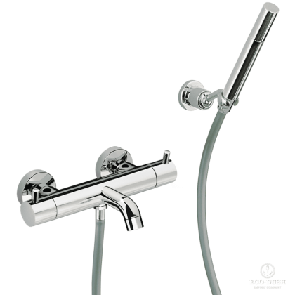 CISAL Less New Смеситель термостатический настенный для ванны/душа с ручной лейкой,держателем и шлангом, цвет: хром