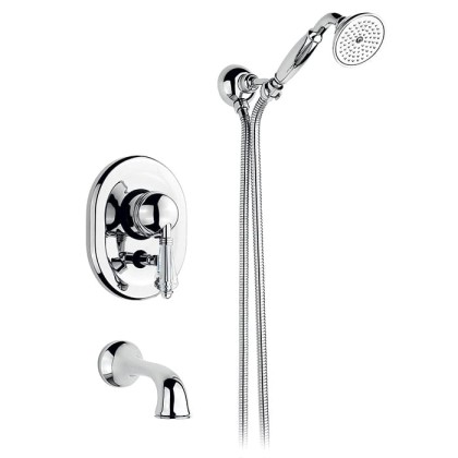 Nicolazzi Cristallo Liberty Смеситель для ванны однорычажный, встраиваемый, с изливом 160мм и ручным душем, цвет: хром