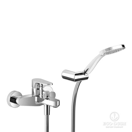 Cisal Alma Смеситель для ванны, настенный, с ручным душем, держателем и шлангом, цвет: хром