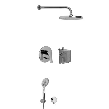 Carlo Frattini Wellness Душевой комплект с верх душем ?250мм, наст держ 350мм, душевым комплектом, смес встр на 2 источн, внутр часть, цвет: хром