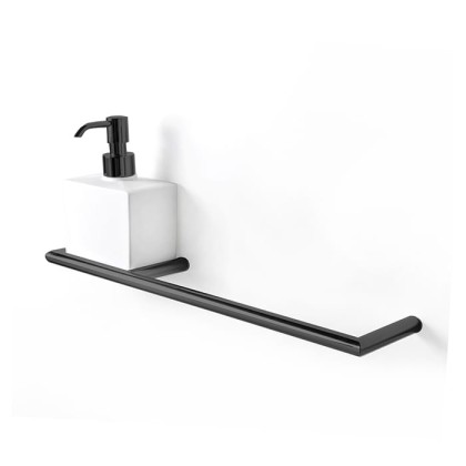 3SC Guy Полотенцедержатель и дозатор, 40см., слева, подвесной, композит Solid Surface, цвет: белый матовый/черный матовый