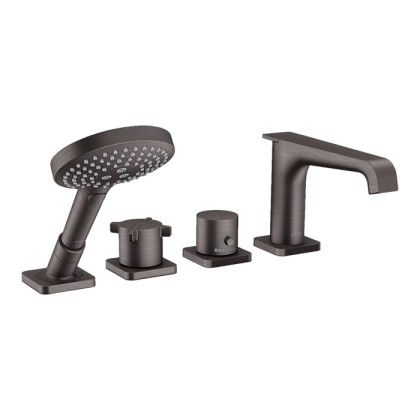Axor Citterio E Смеситель на борт ванны, 4 отв., термостатический, с ручным душем, цвет: шлифованный черный хром