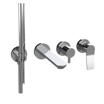 Bongio GIO2 Смеситель для ванны, встраиваемый, излив: 20.6см., и ручным душем, (без встраив части 0966000VA) цвет: хром