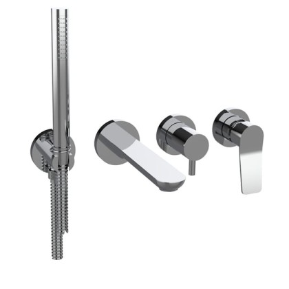 Bongio GIO2 Смеситель для ванны, встраиваемый, излив: 20.6см., и ручным душем, (без встраив части 0966000VA) цвет: хром