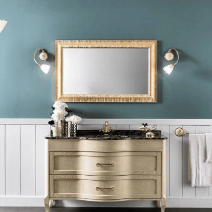 EBAN Rachele Комплект мебели: База под раковину,  доводчики Blum,  с раковиной . столешницей и зеркалом, 130 см, напольный, Цвет: FUNE