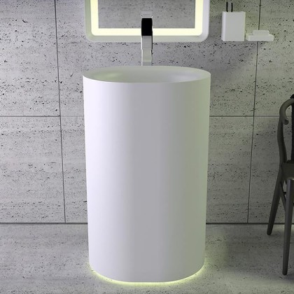 Knife Moon Раковина 55х45хh90см, напольная, с подсветкой, c выпуском белым и сифоном, слив в стену, цвет: белый матовый