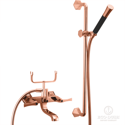 CISAL Cherie Смеситель для ванны двухрычажный, с душевым комплектом, цвет: розовое золото/черный