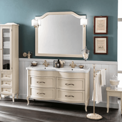 EBAN Rachele Комплект мебели с базой под раковину, доводчики Blum, с раковиной и зеркалом, 140см, напольный, Цвет: PERGAMON