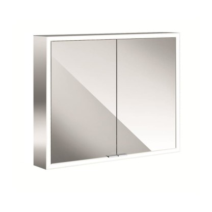 EMCO Prime Зеркальный шкаф 80x70см., с подсветкой, навесной, 2 двери, 2 полки, розетка, цвет: белый
