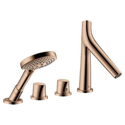 Axor Starck Organic Смеситель для ванны, на 4 отв., термостатический, с ручным душем, цвет: полированное красное золото