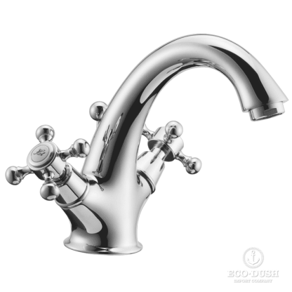 HUBER Victorian Смеситель двухвентильный для раковины на 1 отверстие с донным клапаном, цвет: хром