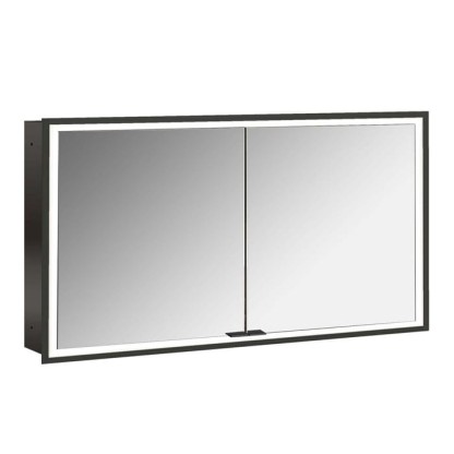 Emco Prime Зеркальный шкаф 130см., с подсветкой LED Facelift встраив. модель, 2-дверки, IP 20, цвет черный зеркальная задняя стенка