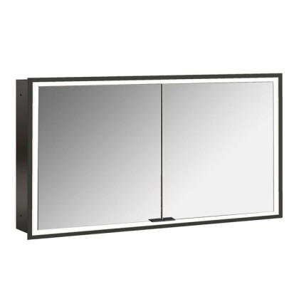 Emco Prime Зеркальный шкаф 130см., с подсветкой LED Facelift встраив. модель, 2-дверки, IP 20, цвет черный зеркальная задняя стенка