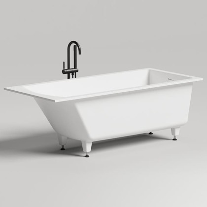 Salini Cascata KIT Ванна встраиваемая, с прямоугольной чашей, 170х75х60см, регулируемые ножки, донный клапан "Up&Down", сифон S-Sense, цвет: белый