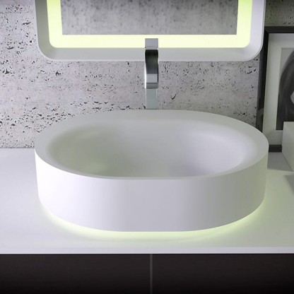 KNIEF Moon Раковина 55х45х16 см, без отв., накладная, с LED подсветкой, цвет: белый матовый