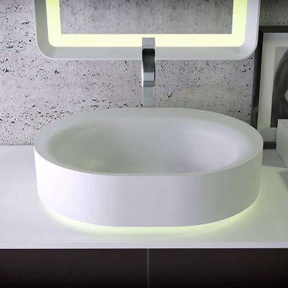 KNIEF Moon Раковина 55х45х16 см, без отв., накладная, с LED подсветкой, цвет: белый матовый