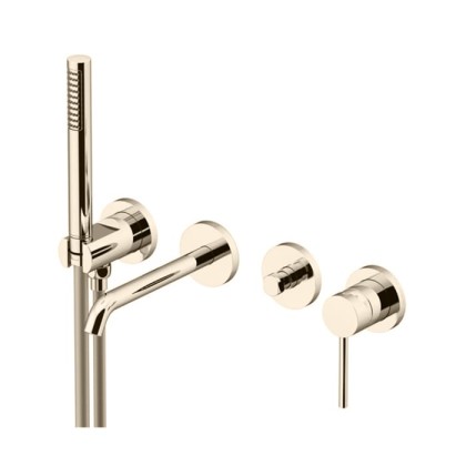 Gattoni Circle Two Смеситель встраиваемый для ванны на 4 отв, с ручной лейкой с внутр.частью, цвет: Nickel Spazzolato