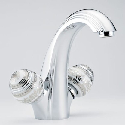THG Marquise porcelaine blanche Смеситель для раковины, 1 отв., цвет: хром/платина/белый фарфор