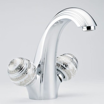 THG Marquise porcelaine blanche Смеситель для раковины, 1 отв., цвет: хром/платина/белый фарфор