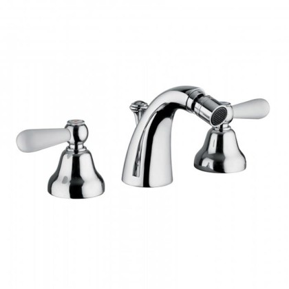 Смеситель для биде Bongio Oxford Lux, цвет: хром/белый фарфор