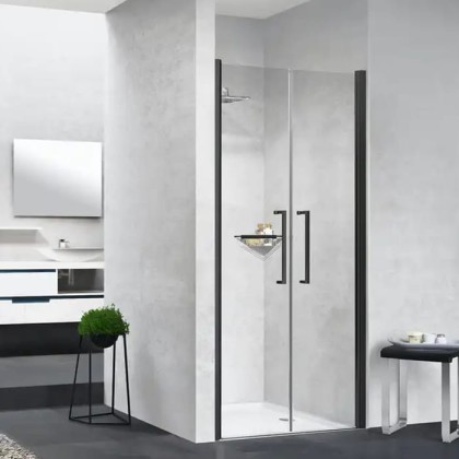 Novellini Young Душевая дверь 77-81х200см., распашная двойная дверь, в нишу, цвет: черный