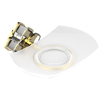 THG P?tale de cristal clair liser? dor? Мыльница стеклянная, подвесная, цвет: золото/прозрачный хрусталь