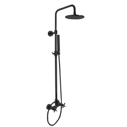 Carlo Frattini Maxima Смеситель для душа внешнего монтажа, с душевой штангой, верхним душем ? 250 мм. и душевым комплектом, цвет: черный матовый