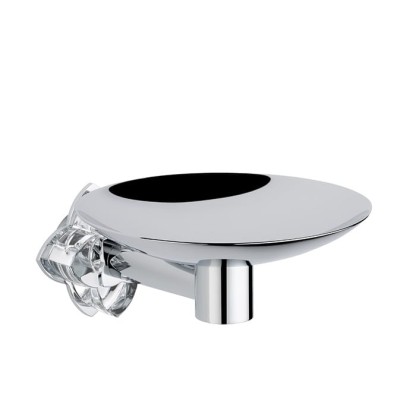 THG P?tale de cristal clair Мыльница металлическая ? 15см., подвесная, цвет: хром/прозрачный хрусталь