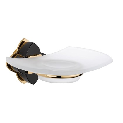 THG P?tale de cristal noir Мыльница стеклянная, подвесная, цвет: золото/черный хрусталь