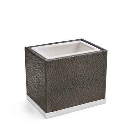 3SC Milano Стакан настольный,  цвет: коричневая эко-кожа/белый матовый