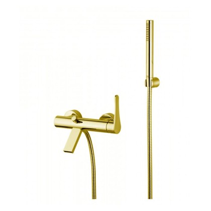 Bongio O'Clock Green Смеситель для ванны, настенный, с ручной лейкой, цвет: матовое золото