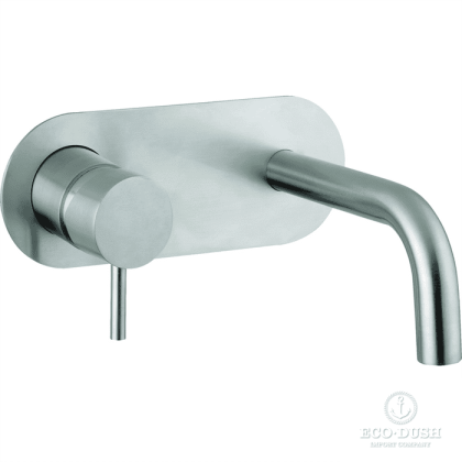 HUBER Lynox Смеситель для раковины на 2 отверстия из стены, излив 300мм, нержавеющая сталь