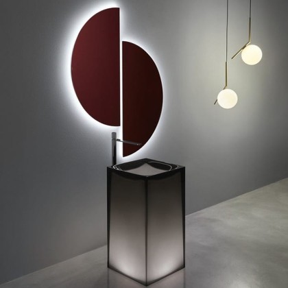 Antonio Lupi Aura Раковина 45х45х85 см, без отв., напольная, слив в пол, с дон. клапан, сифоном и трубой слива, Cristalmood, цвет: Fum?