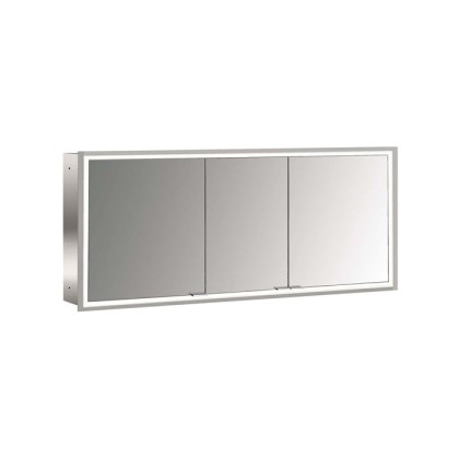 Emco Prime Зеркальный шкаф 160см., с подсветкой LED Facelift встраив. модель, 3-дверки, IP 20 задняя панель  цвет белый